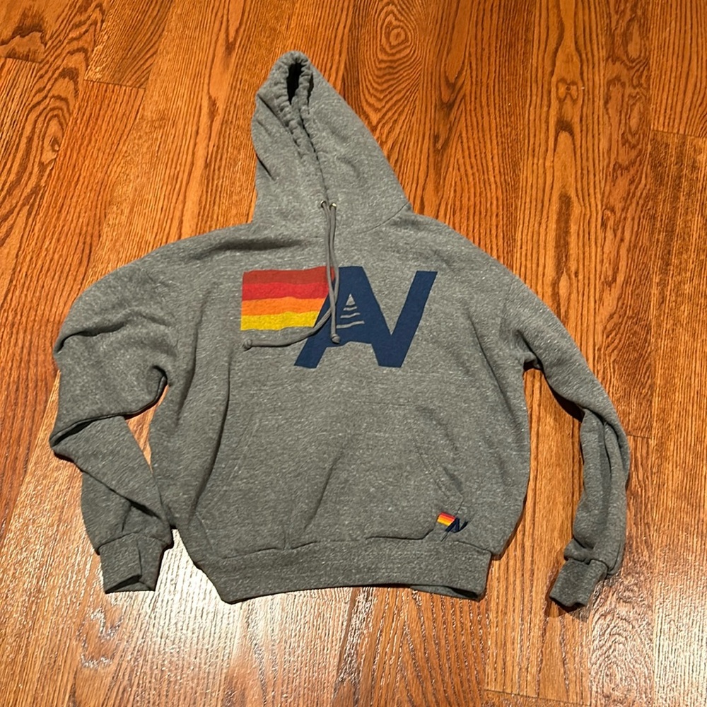 EUC Aviator Nation gray rainbow hoodie sweatshirt XS